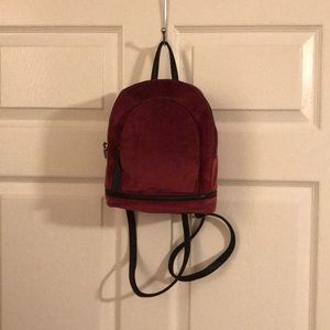 Mudd red velvet mini backpack